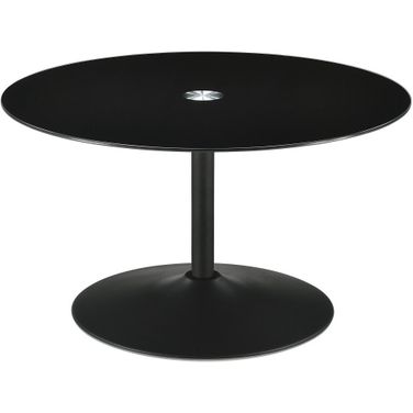 Ganso Round Metal Coffee Table with Tempered Glass Top Black