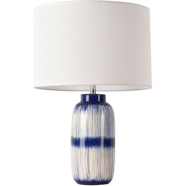 Garcia Collection Metal and Ceramic Table Lamp Lights In White and Blue