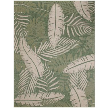 Garden Oasis 9' x 12' Outdoor Rug In Ivory and Green