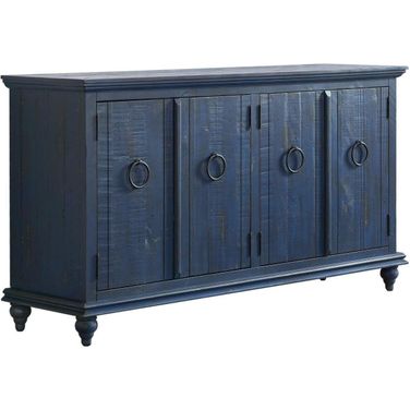Garden Solid Wood Tv Stand In Rustic Blue