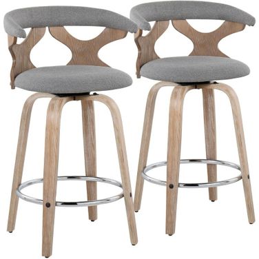 Gardenia 26 Inch Fixed Height Counter Stool Set of 2 In Grey and White