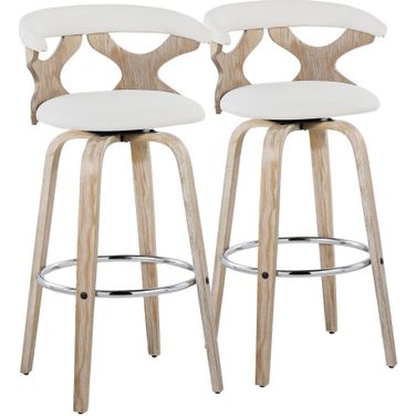 Gardenia 30 Inch Fixed Height Barstool Set of 2 In Cream White