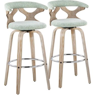 Gardenia 30 Inch Fixed Height Barstool Set of 2 In Green and White