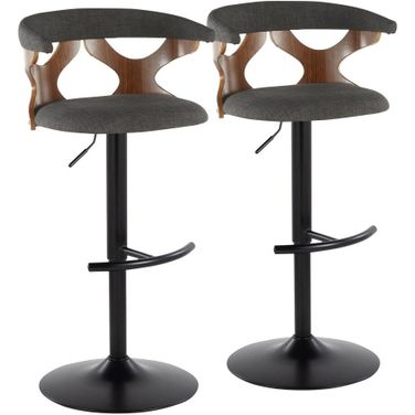 Gardenia Adjustable Barstool Set of 2 In Black Walnut