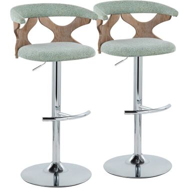 Gardenia Adjustable Barstool Set of 2 In Green and White