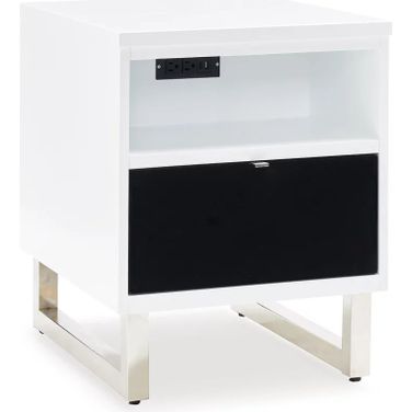 Gardoni Chairside End Table In White And Black