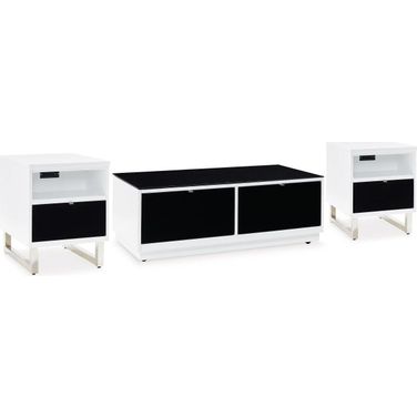 Gardoni Ocassional Table Set with Chairside Table In White and Black