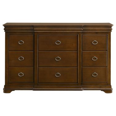 Garland 11-Drawer Bedroom Dresser Cabinet In Brown Cherry
