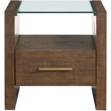 Garland Glass Top End Table In Brown