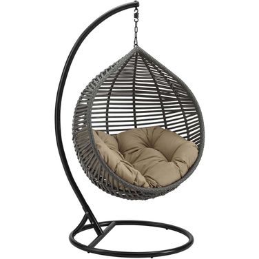 Garner Gray Mocha Teardrop Outdoor Patio Swing Chair