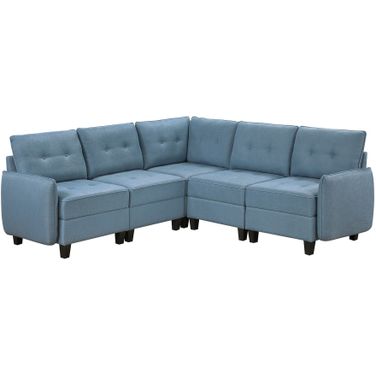 Garren 5-Piece Sectional with Storage In Blue