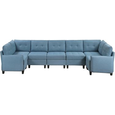 Garren 7-Piece Sectional with Storage In Blue
