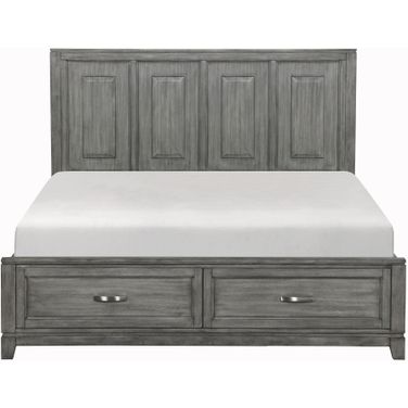 Garretson Eastern King Platform Bed with Footboard Storage In Gray