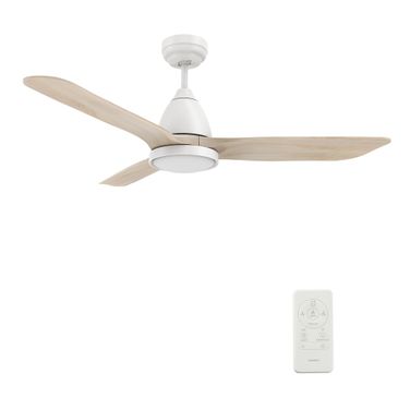 Garrick 52 Inch 3-Blade Smart Ceiling Fan with LED Light and Remote In White Wash and White