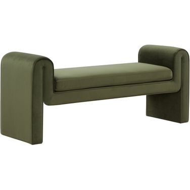 Garth Velvet Bench In Forest Green