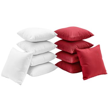 Gather 10 Piece Outdoor Patio Pillow Set In White and Red
