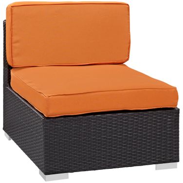 Gather Armless Outdoor Patio Sectional In Espresso and Orange