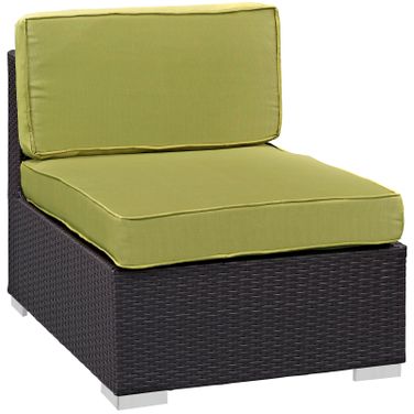 Gather Armless Outdoor Patio Sectional In Espresso and Peridot