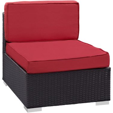 Gather Armless Outdoor Patio Sectional In Espresso and Red