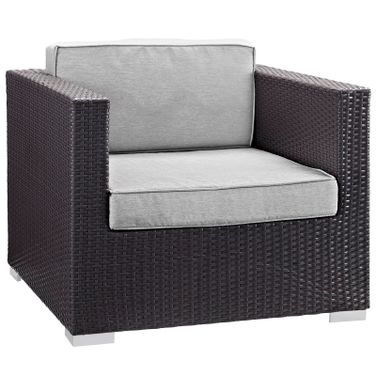 Gather Outdoor Patio Armchair In Espresso and Gray
