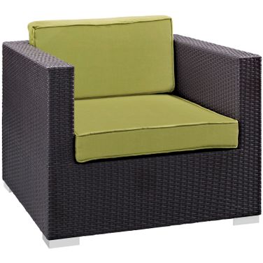 Gather Outdoor Patio Armchair In Espresso and Peridot