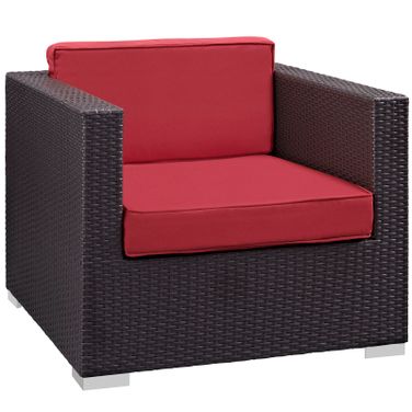 Gather Outdoor Patio Armchair In Espresso and Red