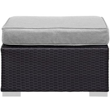 Gather Outdoor Patio Ottoman In Espresso and Gray
