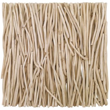 Gathered Teak Square Bleached Wood Wall Decor In Beige