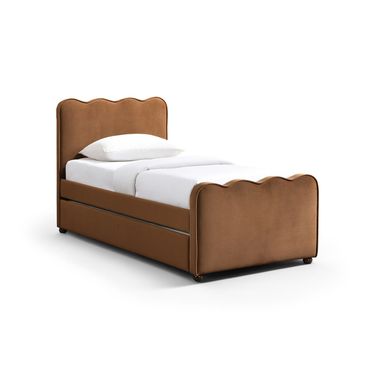 Gatsby Mohair Velvet Upholstered Twin Trundle Bed In Saddle