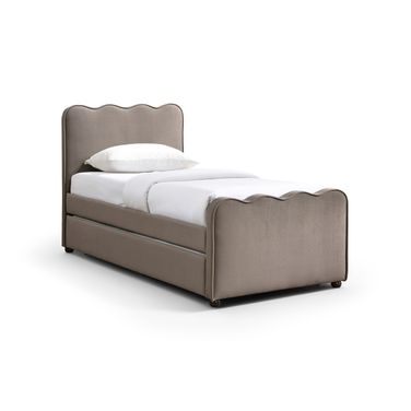 Gatsby Mohair Velvet Upholstered Twin Trundle Bed In Taupe