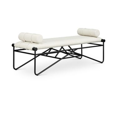 Gatsby Vegan Leather Bench In Cream