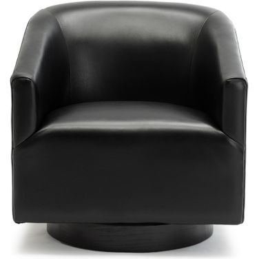 Gaven Wood Base Swivel Chair In Black