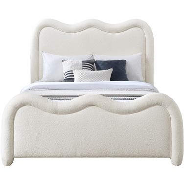 Gavin Chenille Fabric Queen Bed In Cream Chenille