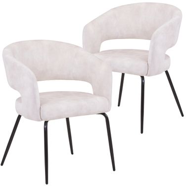 Gavin Series Modern Chair Set of 2 In Black Frame and Beige