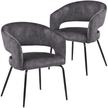 Gavin Series Modern Chair Set of 2 In Black Frame and Charcoal