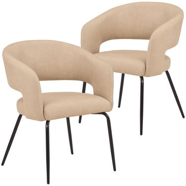 Gavin Series Modern Chair Set of 2 In Black Frame and Light Taupe