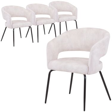 Gavin Series Modern Chair Set of 4 In Black Frame and Beige