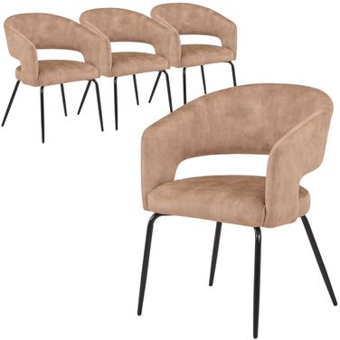 Gavin Series Modern Chair Set of 4 In Black Frame and Light Brown