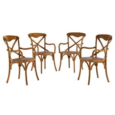 Gear Walnut Dining Arm Chair Set of 4 EEI-3480-WAL