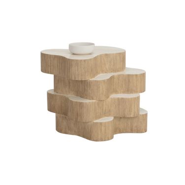 Geddes Travertine Look Side Table In Cream