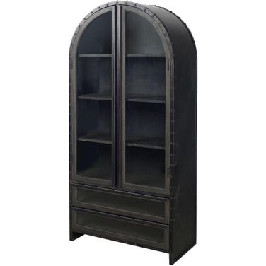 Gehry Brown Wood And Glass Door Display Cabinet