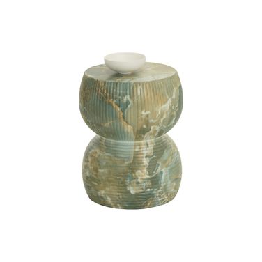 Gemina Marble Look End Table In Jade Onyx