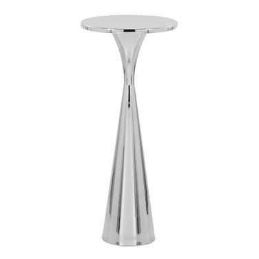 Gemma 22 Inch Metal Side Table In Polished Nickel
