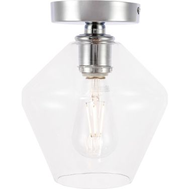 Gene 1 Light Chrome And Clear Glass Flush Mount