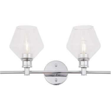 Gene 2 Light Chrome And Clear Glass Wall Sconce