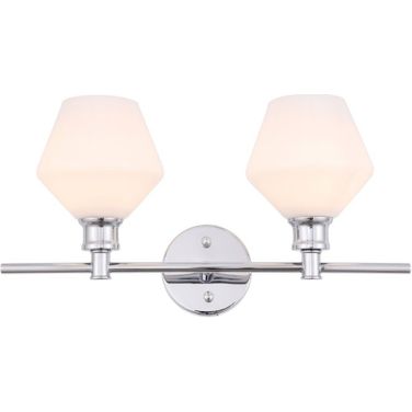 Gene 2 Light Chrome And Frosted White Glass Wall Sconce