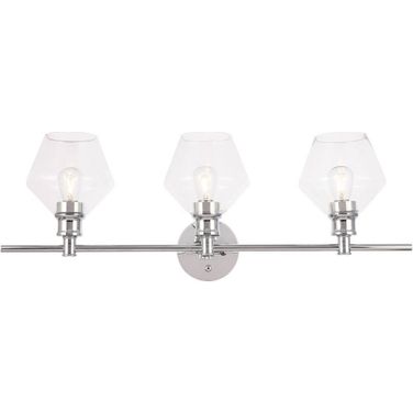Gene 3 Light Chrome And Clear Glass Wall Sconce
