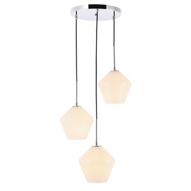 Gene 3 Light Chrome And Frosted White Glass Pendant LD2259C