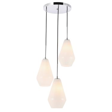 Gene 3 Light Chrome And Frosted White Glass Pendant LD2263C