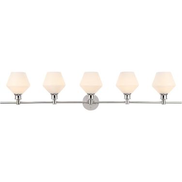 Gene 5 Light Chrome And Frosted White Glass Wall Sconce